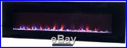 LED Fire Ice Electric Fireplace Remote Black Fireplace Adjustable Modern 54 Inch