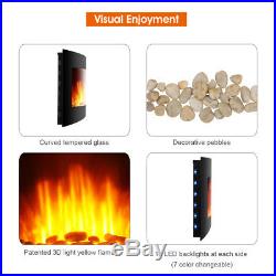 Large 1500W Room Adjustable LED Electric Wall Mount Fireplace Heater with Remote