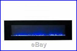 Large 60 inch Wall Mount Electric Fireplace Remote Color Changing Flame Heater