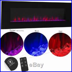 Large Black Electric Fireplace Wall Mount 50 Color Changing Flame Heater 400sq