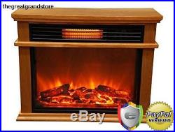Large Deluxe Electric Infrared Fireplace Space Heater Mantle Remote Wood Oak Fan