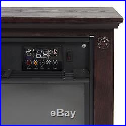 Large Room Infrared Quartz Electric Fireplace Heater Dark Walnut Finish Remote