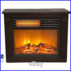 Large Room Infrared Quartz Electric Fireplace REMOTE Heater Dark Wood Finish NEW