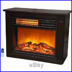 Large Room Infrared Quartz Electric Fireplace REMOTE Heater Dark Wood Finish NEW