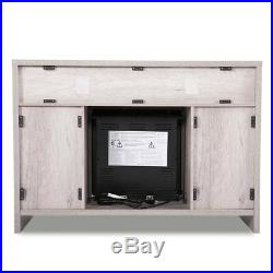 Media Fireplace TV Stand 43 Entertainment Storage Wood Console Electric Heater