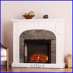 Mef42069 White Stacked Stone Effect Electric Fireplace With Remote