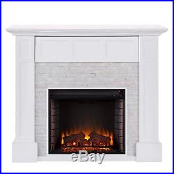 Mef86039 White Fauxe Stone Media Electric Fireplace With Remote