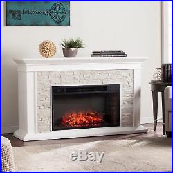Mfp12009 White / Fauxed Stone Large 60 W T. V Console Electric Fireplace