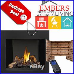 Napoleon Hdx40 Starfire Gas Fireplace Logs Black Surround Sandstone Brick Remote