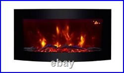 New 2020 Led Colour Flame Effect Truflame Log Curved Wall Mounted Electric Fire