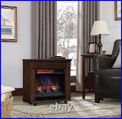 New ChimneyFree Rolling Mantel, Infrared Quartz Electric Fireplace Space Heater