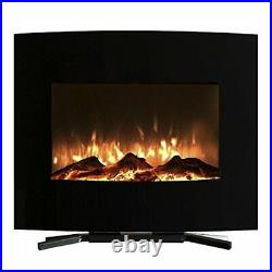 Northwest 80-455S 25 Mini Curved Black Fireplace with Wall and Floor Mount 4