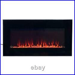 Northwest Electric Fireplace Heater LED Black 2 Heat Sleek Glass Wall Mount Home