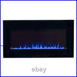 Northwest Electric Fireplace Heater LED Black 2 Heat Sleek Glass Wall Mount Home