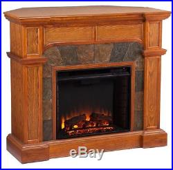 Oak Electric Corner or Flat Fireplace Mantle Fireplaces 45 Mantel Heater TV top