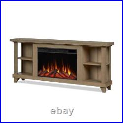 Penrose Slim 58 in. Freestanding Wooden Electric Fireplace in Driftwood