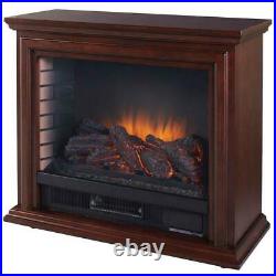 Pleasant Hearth Mobile Electric Fireplace Adjustable Thermostat Infrared Cherry