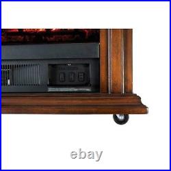 Pleasant Hearth Mobile Electric Fireplace Adjustable Thermostat Infrared Cherry
