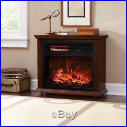 Portable Electric Fireplace Infrared Quartz Temp Control Heater Mantel Walnut