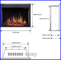 R. W. FLAME 36'' Recessed Electric Fireplace Insert, Remote Control, 750W-1500W