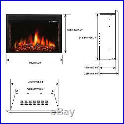 R. W. FLAME 39 inch Electric Fireplace Insert, Stove with Remote, Timer 750W-1500W