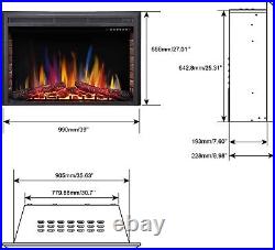 R. W. FLAME 39 inch Recessed Electric Fireplace Insert, Remote Control, 750W-1500W