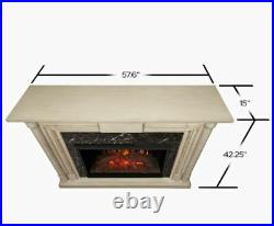 Real Flame 57.6 in W Whitewash Fan-Forced Electric Fireplace MANTLE ONLY