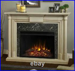 Real Flame 57.6 in W Whitewash Fan-Forced Electric Fireplace NEW Damaged Box