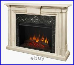 Real Flame 57.6 in W Whitewash Fan-Forced Electric Fireplace NEW Damaged Box