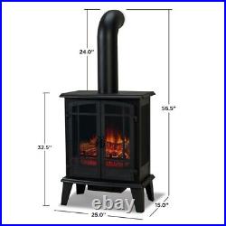 Real Flame Contemporary Metal Foster Stove Electric Fireplace in Black