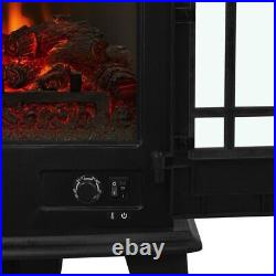Real Flame Contemporary Metal Foster Stove Electric Fireplace in Black