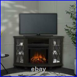 Real Flame Lynette 56 in. Corner Electric Fireplace in Gray