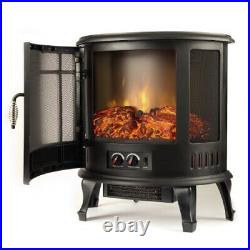 Regal Freestanding Electric Fireplace Stove 3d Log And Fire Effect black
