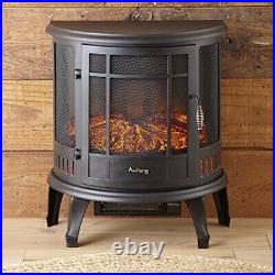 Regal Freestanding Electric Fireplace Stove 3d Log And Fire Effect black