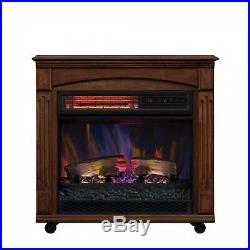 Rolling Electric Fireplace Mantel Houses 1,000 sq ft Heat Zone w Remote Control