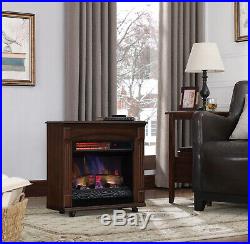 Rolling Electric Fireplace Mantel Houses 1,000 sq ft Heat Zone w Remote Control