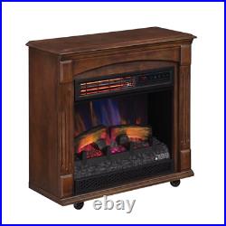 Rolling Mantel with 3D Infrared Quartz Electric Fireplace