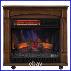 Rolling Mantel with 3D Infrared Quartz Electric Fireplace, NEW FREE SHIPPING
