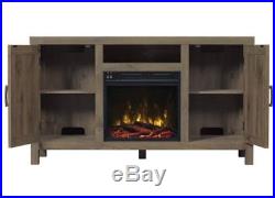 Rustic Electric Fireplace TV Stand Wood Console Entertainment Infrared Heater