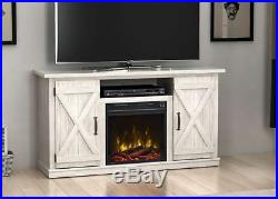 Rustic Gray Farmhouse Fireplace TV Stand Media Console Wood Entertainment Center