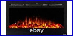Sideline 36 Recessed Mounted Electric Fireplace with Heat Black