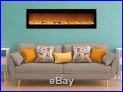 Sideline 72 Recessed Electric Fireplace with Heat Black