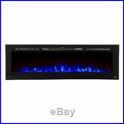 Sideline 72 Recessed Electric Fireplace with Heat Black
