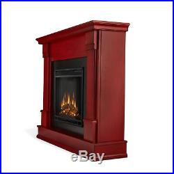 Silverton Electric Fireplace Real Flame Heater Rustic Red