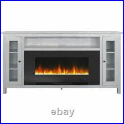 Somerset 70 Electric Fireplace TV Stand with Crystal Rocks White