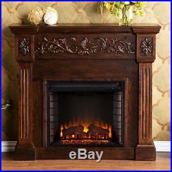 Southern Enterprises Calvert Carved Electric Fireplace, Brown, 42.5