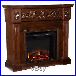 Southern Enterprises Calvert Carved Electric Fireplace, Brown, 42.5