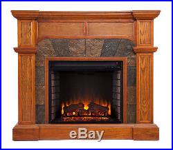 Southern Enterprises Cartwright Convertible Electric Fireplace Mission Oak New