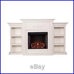 Southern Enterprises Tennyson Electric Fireplace with Bookcases, In Ivory FE8544