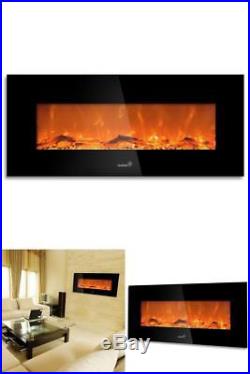 Stunning 50'' Wall Mounted Electric Fireplace With Realistic LED Flames & Remote